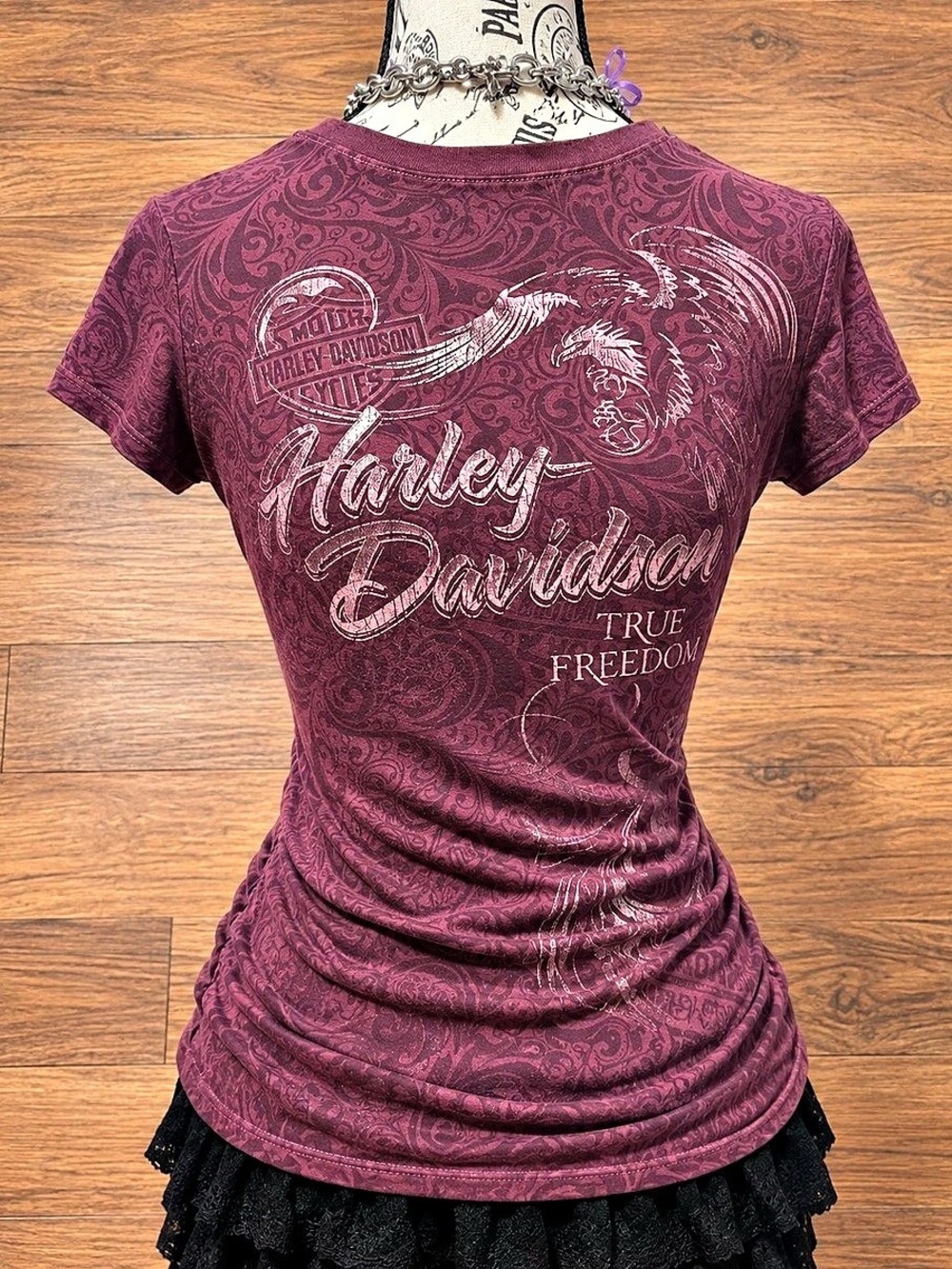 Harley-Davidson World Oklahoma City True Freedom Damask Graphic Tee Purple Size